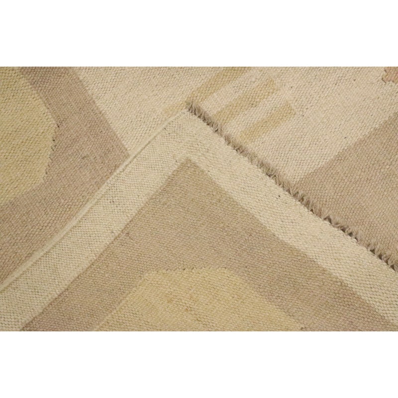 Hand Woven Oriental 100% Wool Carpet Southwestern Tribal Beige & Ivories Kilim Area Rug - 9' 8'' X 6' 5''