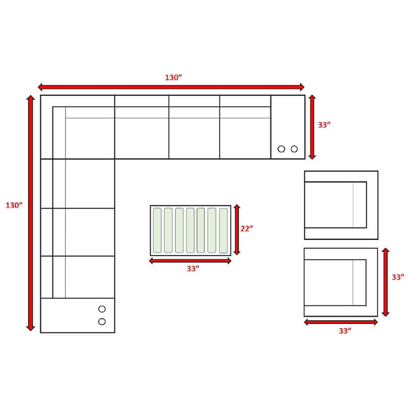 LSI 12 Piece Sectional Seating Group