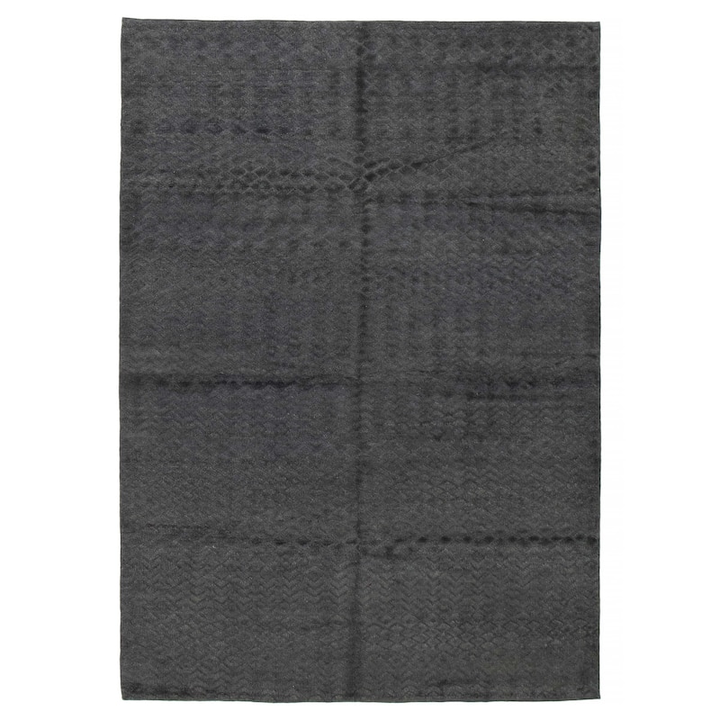 ECARPETGALLERY Hand-knotted Tangier Grey Wool Rug - 6'8 x 9'8 - Dark Grey - 6'8 x 9'8