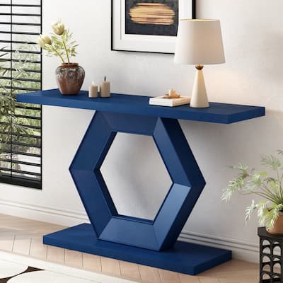 55.1" Entryway Table with Hollow Geometric Base