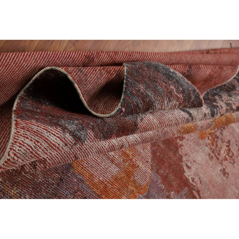 Landscape Modern Abstract Indian Area Rug Handmade Wool Carpet - 8'3"x 11'8"