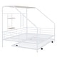 preview thumbnail 9 of 38, Metal Full Size House Bed with Trundle and Built-in Shelf