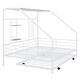 preview thumbnail 35 of 78, Metal House Bed with Trundle, Twin/Full Size Daybed Playhouse Bed with Bulit-in Storage Shelves and Metal Grid for Kids Teens