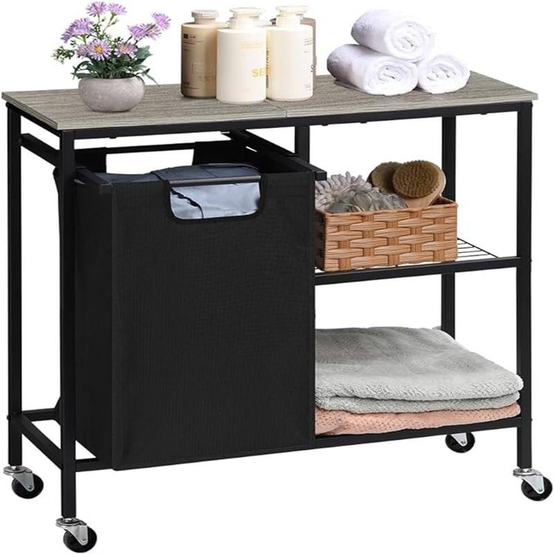 Laundry Sorter with Three Shelf - 29"L x 11.9"W x 30"H - Grey