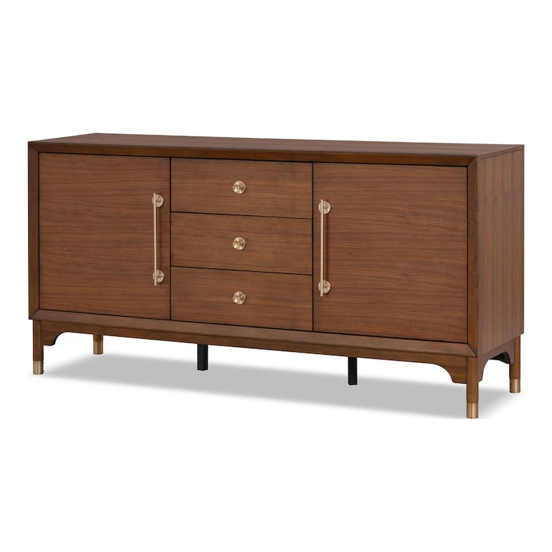 Furniture of America Forma Mid-Century Modern Walnut Solid Wood Dining Server Cabinet