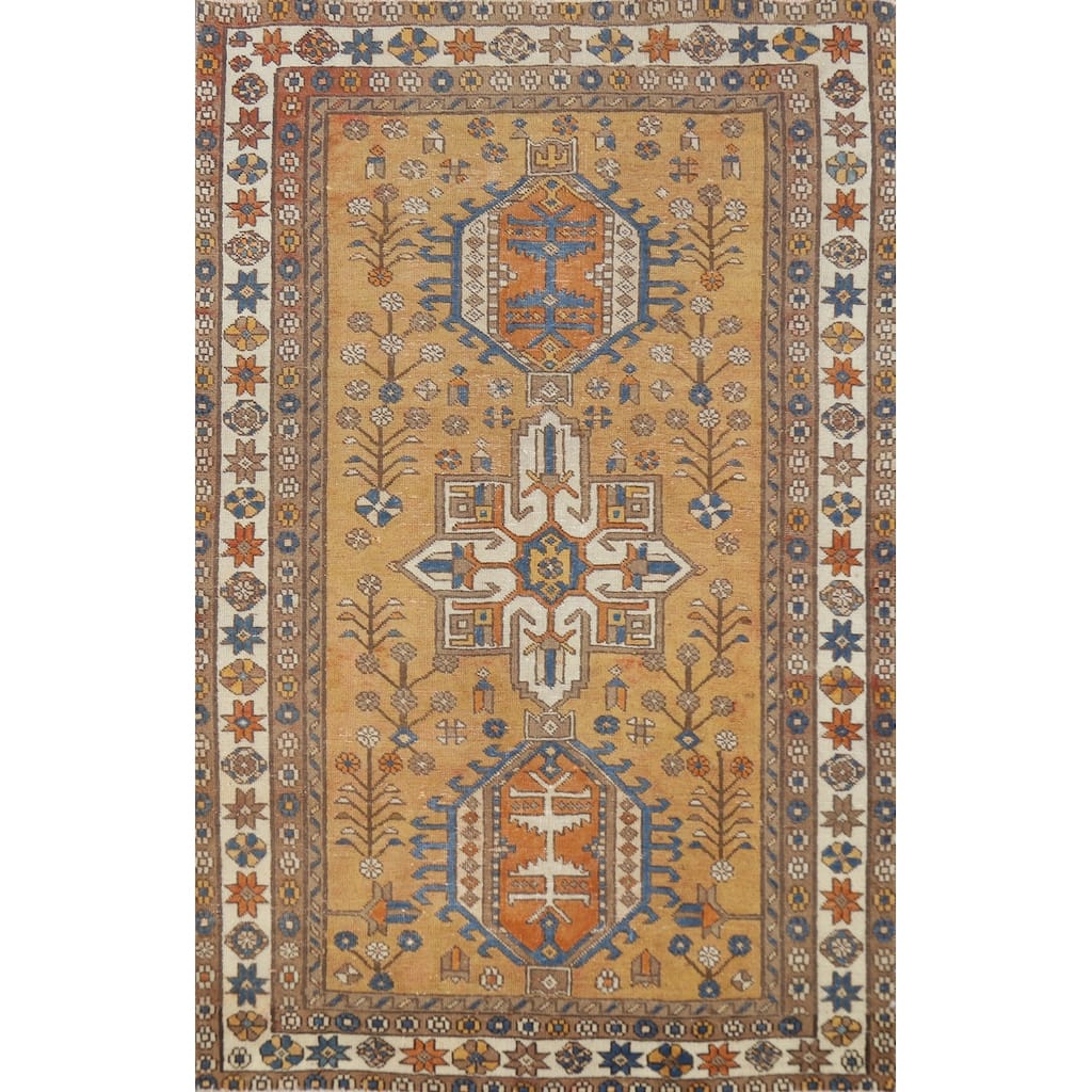 Hand Knotted Oriental 100% Wool Carpet Traditional Floral Brown Gharajeh Area Rug - 5' 6'' X 3' 9''