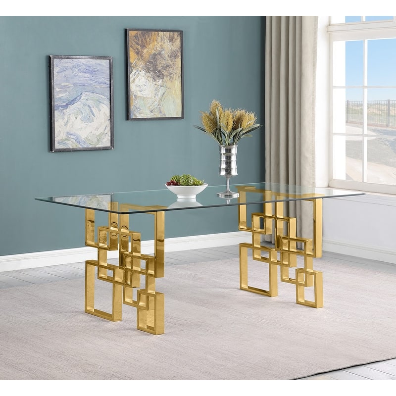 Best Quality Furniture D221/2-SC320-7 Dining Set with 12mm Tempered Glass
