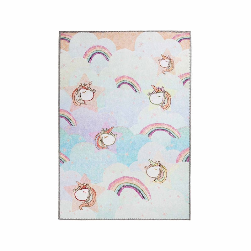Unicorn Rainbow Colorful Playroom Indoor Area Rug by Superior