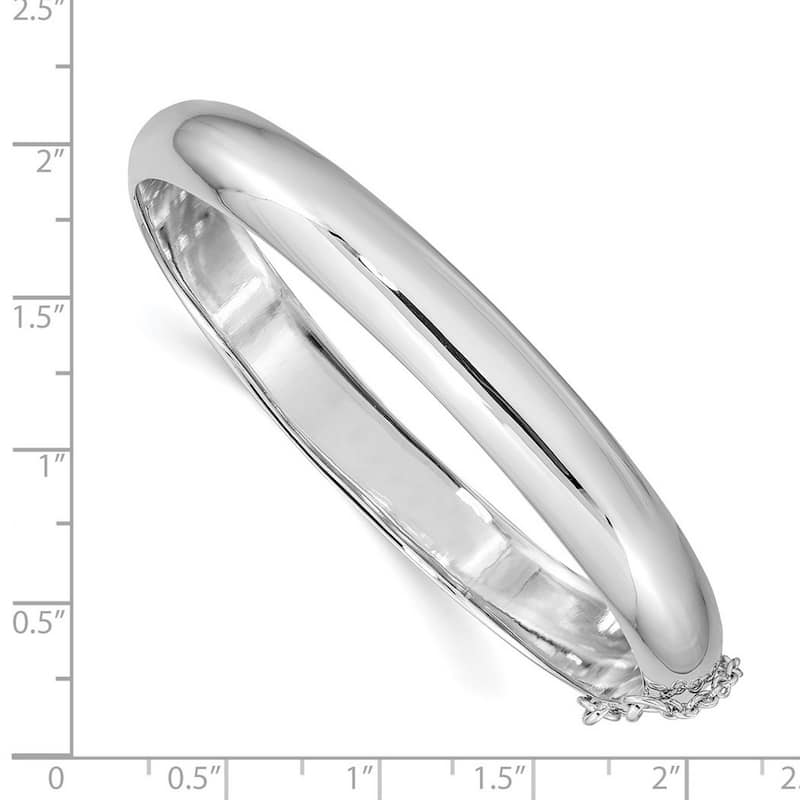Curata 925 Sterling Silver 7.5" 9mm High Polish Hinged Bangle Bracelet