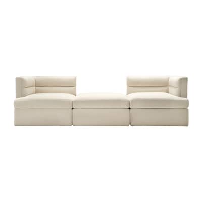 Modern, Modular Sofa, Ivory 2Boxes, Rectangle, 32"H, Solid Color - 114" x 38" x 32"