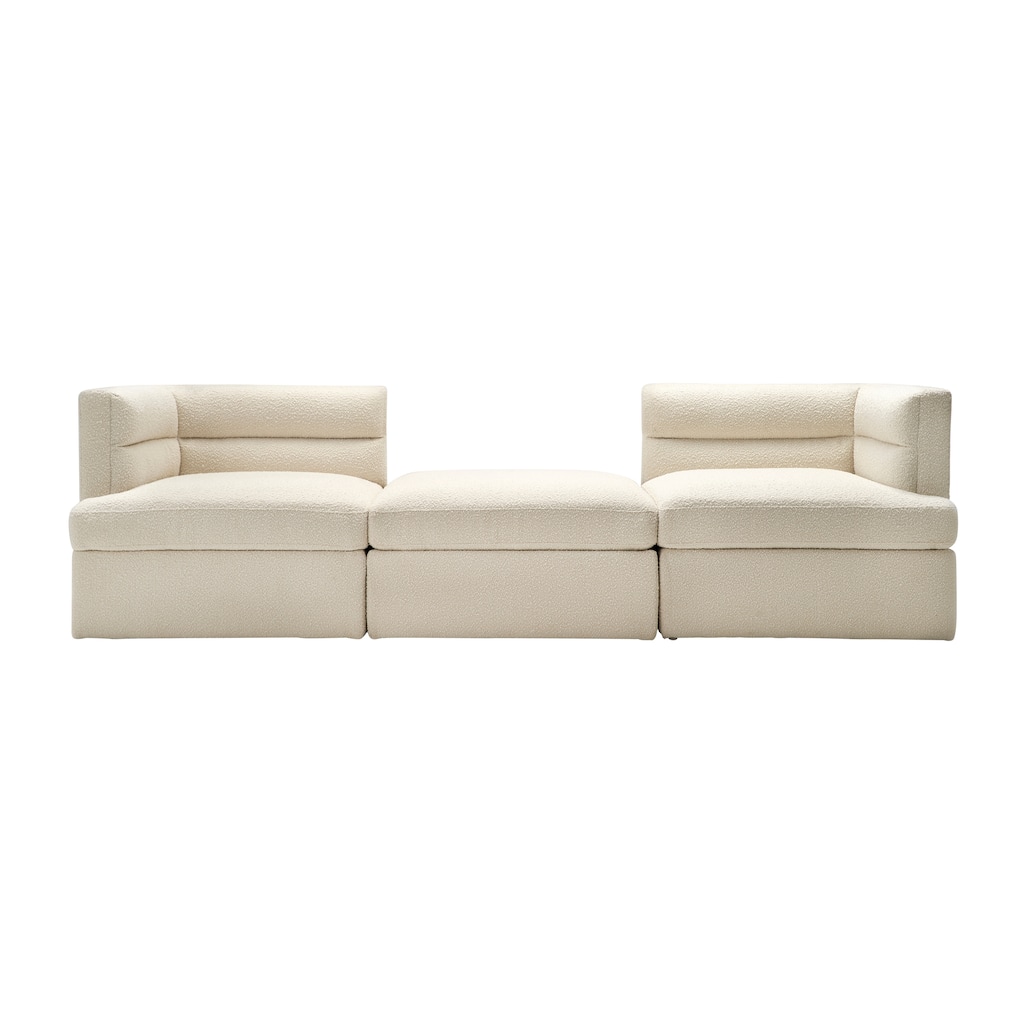 Modern, Modular Sofa, Ivory 2Boxes, Rectangle, 32"H, Solid Color - 114" x 38" x 32"