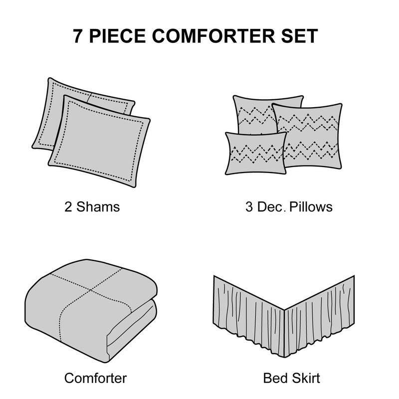 Nanshing Lacy 7 Piece Damask Embroidery Comforter Set