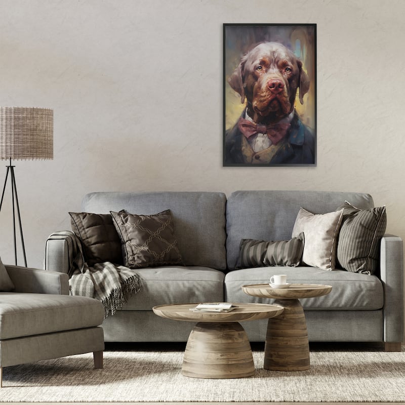 Stupell Dog in Timeless Suit Fashion Framed Giclee Art Design By Wumples