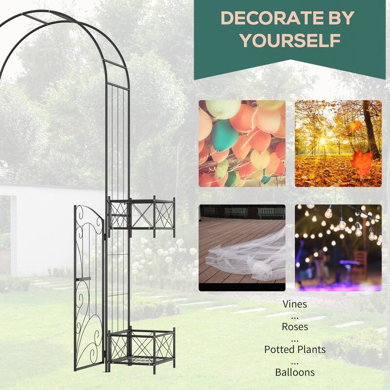 Outsunny Metal Garden Arch Trellis with Gate