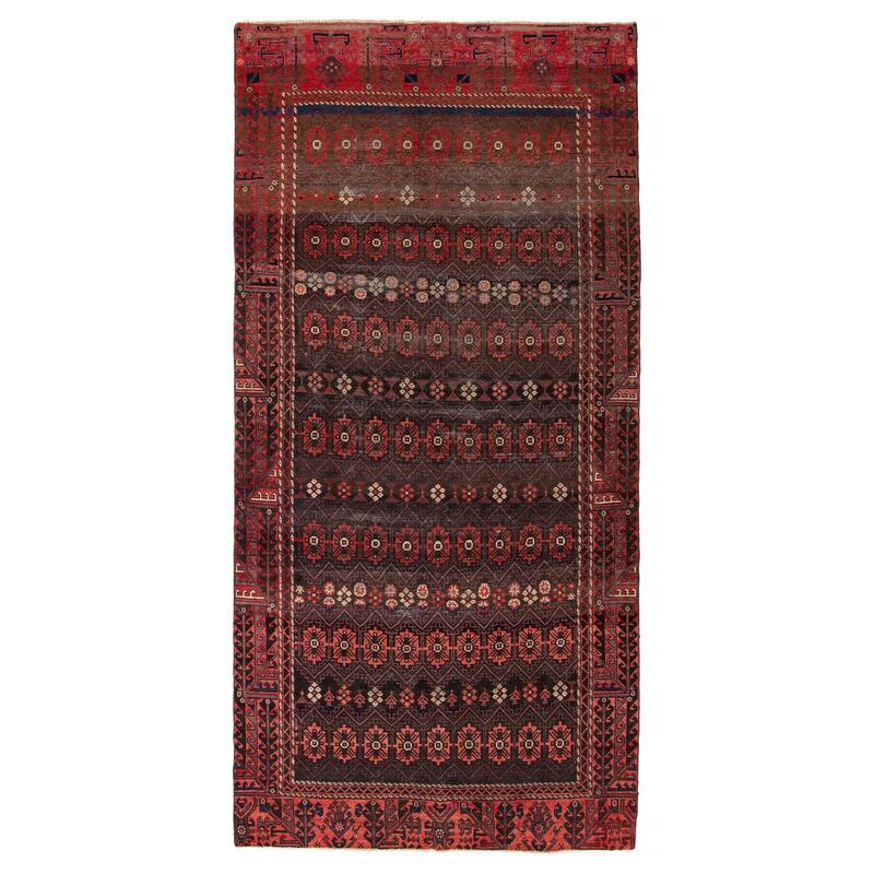 ECARPETGALLERY Hand-knotted Baluch Navy Wool Rug - 5'0 x 10'6 - Dark Navy - 5'0 x 10'6