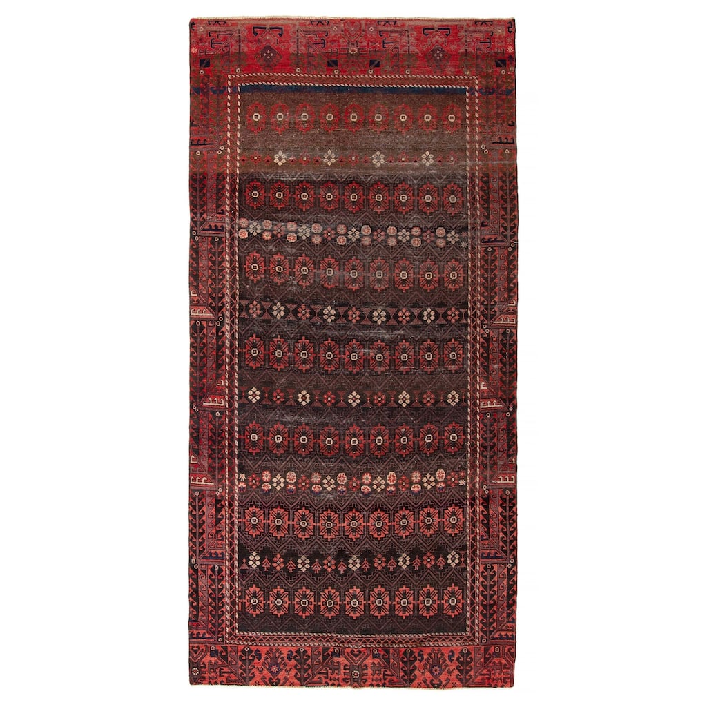 ECARPETGALLERY Hand-knotted Baluch Navy Wool Rug - 5'0 x 10'6