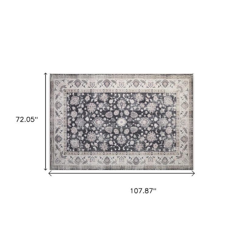 HomeRoots Tropical Floral Casual Rectangle Area Rug - 6' X 9'