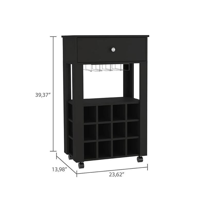 Bar Cart Bayamon, Twelve Wine Cubbies, Four Legs