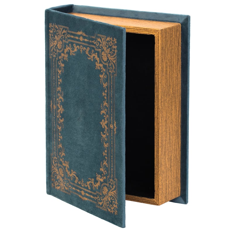 Decorative Vintage Book Shaped Trinket Storage Box - Blue