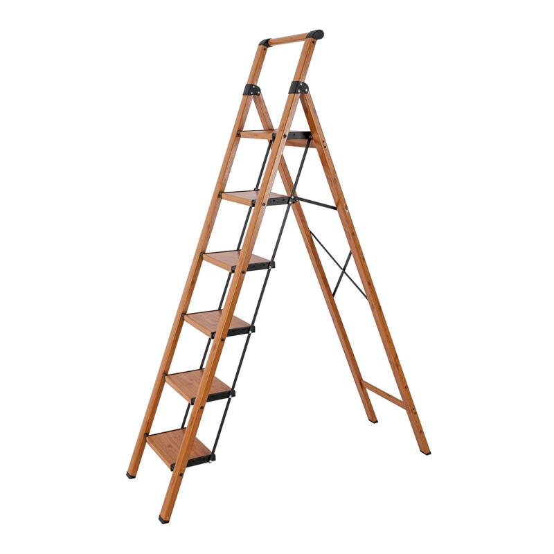 330 lb Capacity 6-step Aluminum Folding Step Stool - Clear