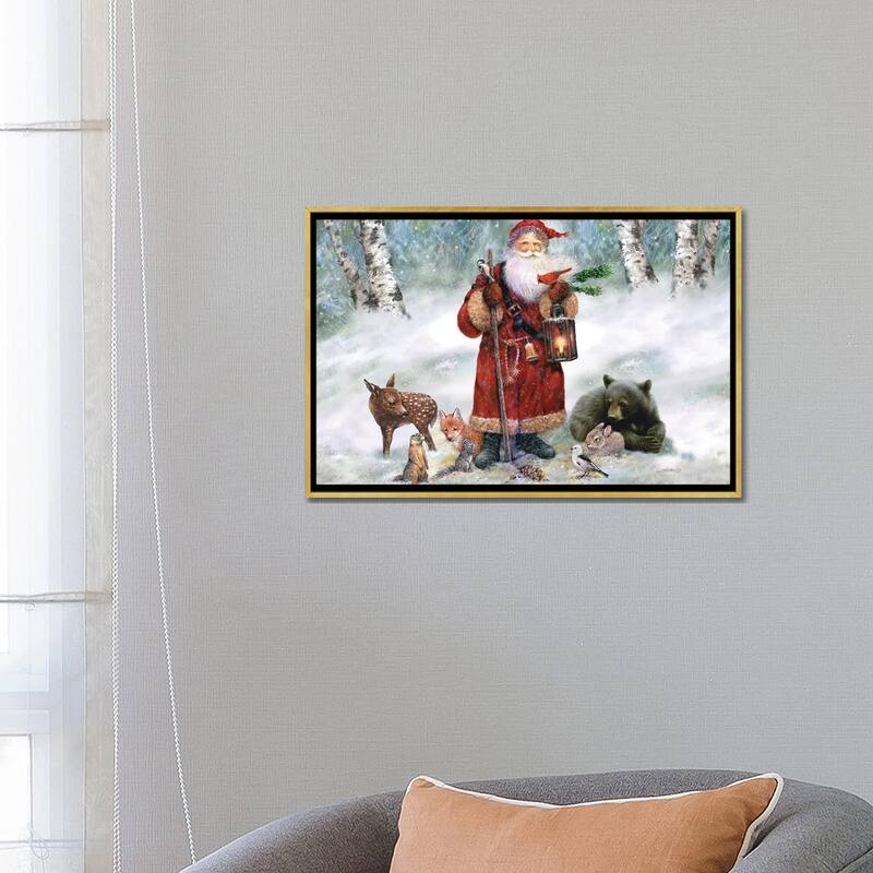 iCanvas "Woodland Santa" by Giordano Studios Framed Canvas Print