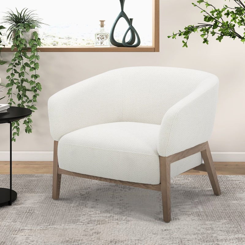 Divani Casa Giselle Mid-Century Modern Off-White Fabric Accent Chair