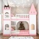 preview thumbnail 1 of 14, Twin over Twin Castle Bunk Bed with Ladder,Versatile Floor BedEasy to Assemble Pink