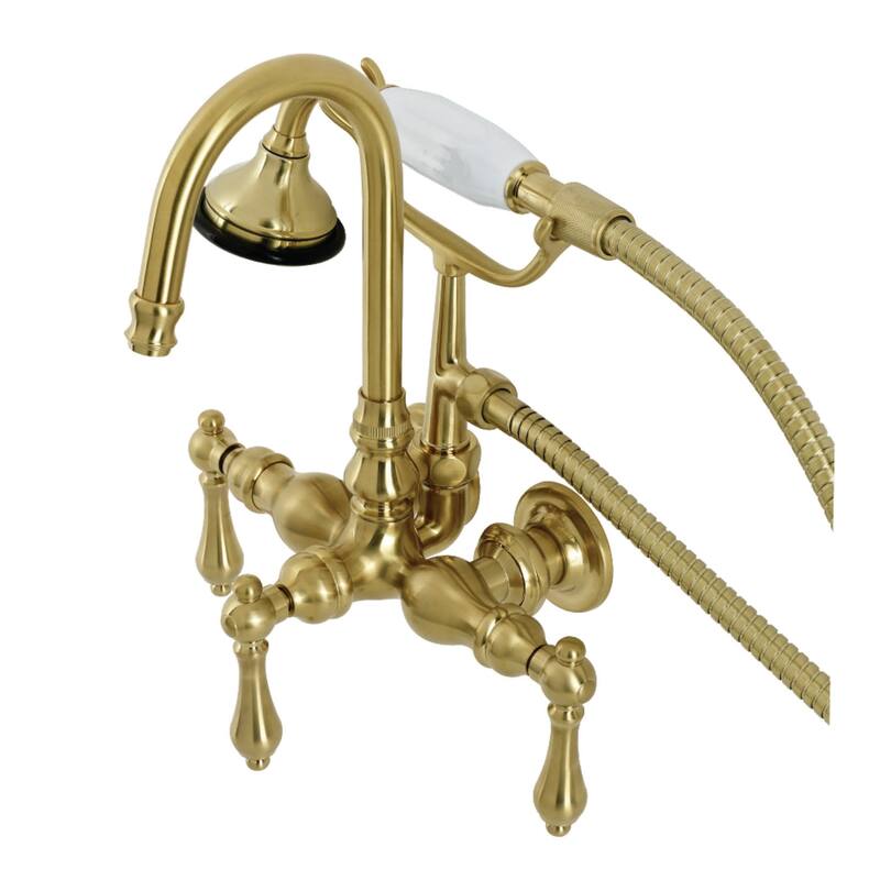Kingston Brass Aqua Vintage Wall Mounted Clawfoot Tub Filler with - Brushed Brass
