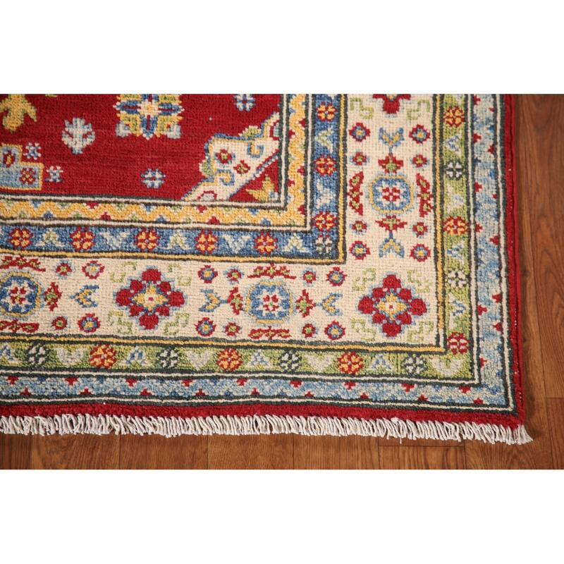 Red Kazak Oriental Accent Rug Handmade Wool Carpet - 3'4"x 4'10"
