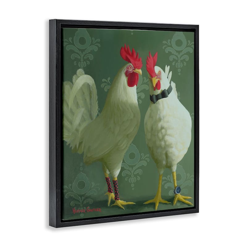 Stupell Stylish Roosters Pair Framed Floater Canvas Wall Art Design By Heather Gauthier