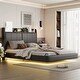 preview thumbnail 3 of 18, Queen Size Floating Platform Bed with Storage, Night Light and USB Charger