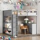 preview thumbnail 2 of 16, Modern Full Size Loft Bed With Ladder,Shelves and Desk,Sturdy Construction for Bedroom