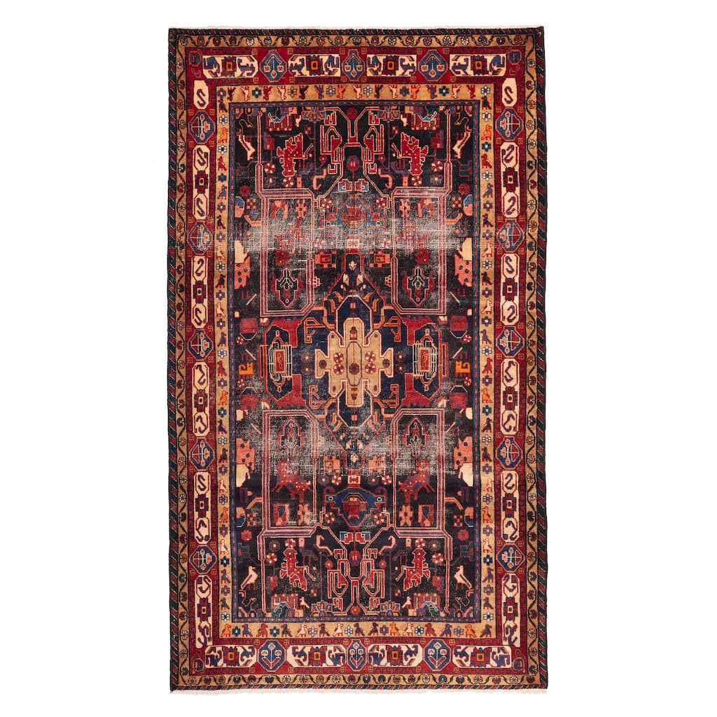 ECARPETGALLERY Hand-knotted Anatolian Vintage Black, Dark Navy Wool Rug - 5'1 x 9'0