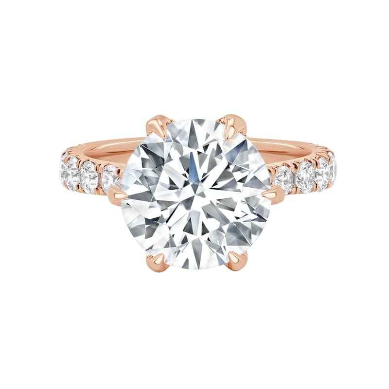 Auriya 14k Gold 6 1/4ctw Round 6-Prong Diamond Engagement Ring (F-G VS) - Rose - 4.5