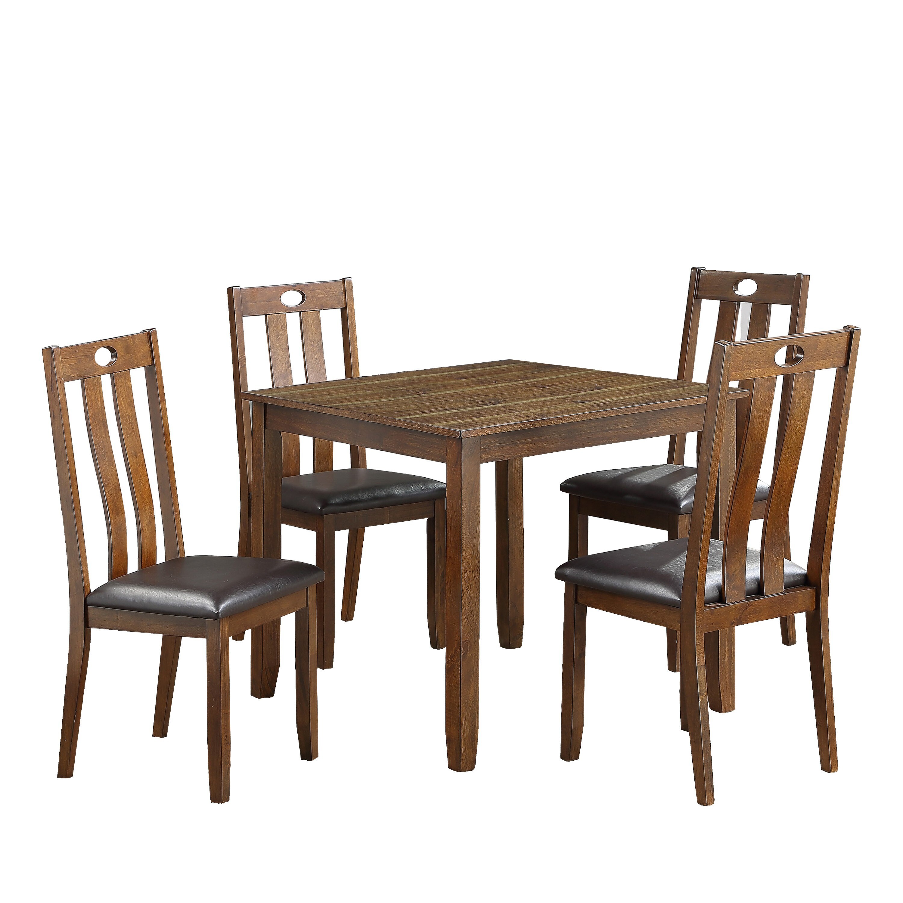 Shop Square Dining Table With Slatted Back Faux Leather Chairs