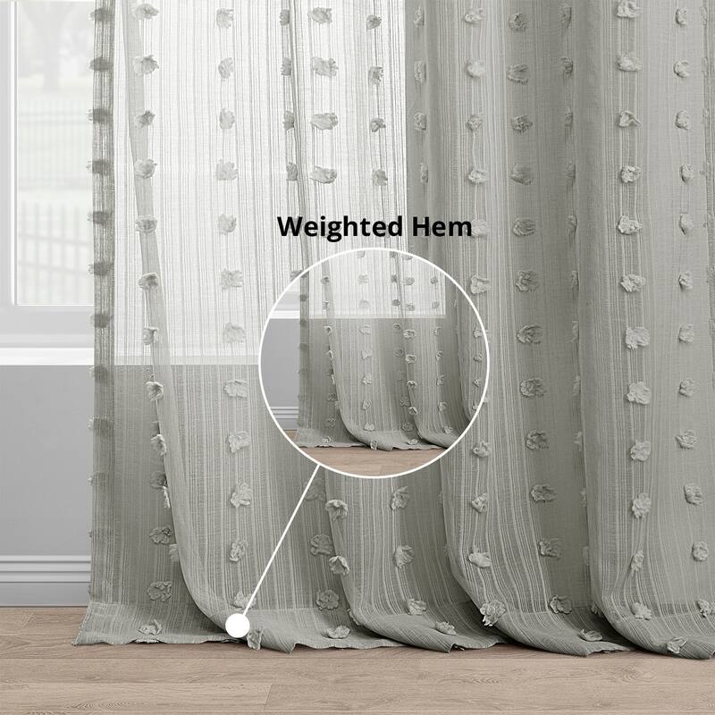 Exclusive Fabrics Strasbourg Dot Patterned Faux Linen Sheer Curtain (1 Panel)