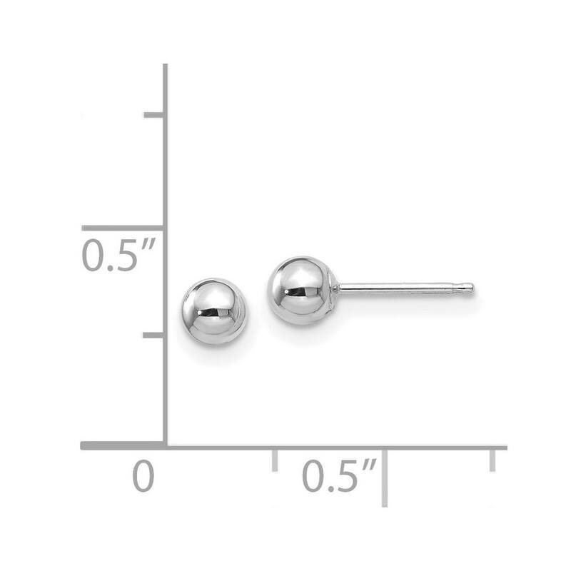 Curata 14k White Gold Polished 4mm Ball Post Earrings