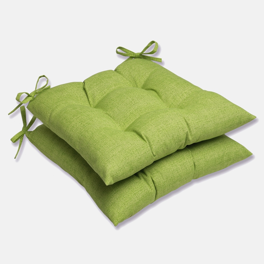 Pillow Perfect Indoor Outdoor Green Textured Solid Tufted Seat Cushion 2 Pack