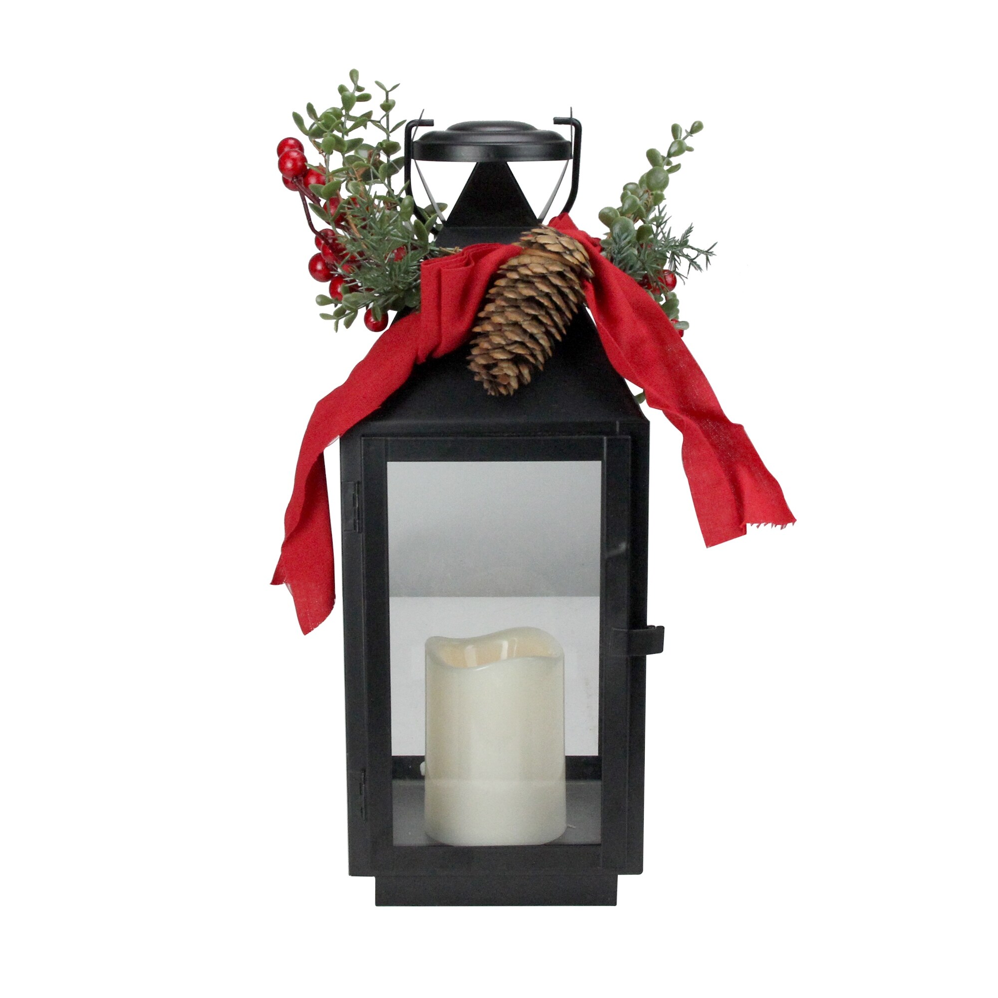 Shop 16 Black Metal And Holly Lighted Lantern With Timer