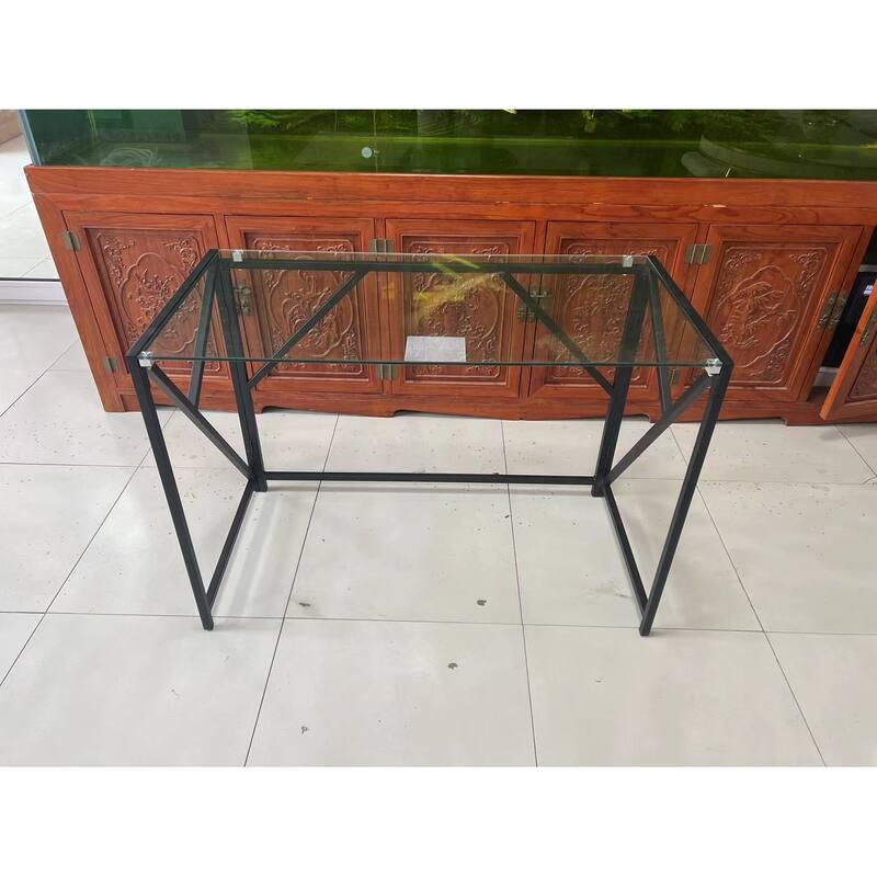 Tempered Black Glass Computer Desk, Laptop Desk, PC Laptop Table with Metal Frame, Writting Desk