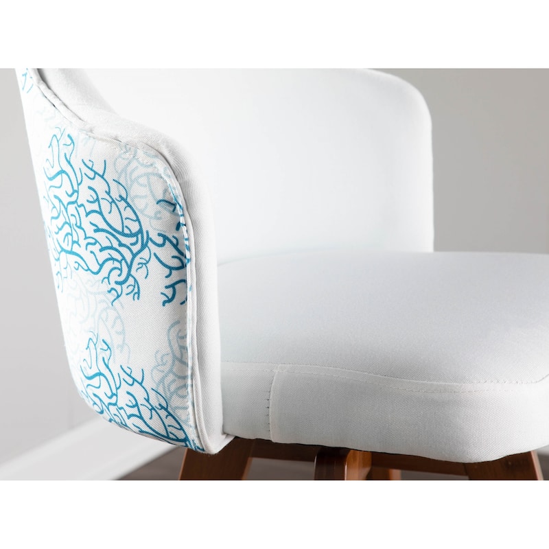 Carson Carrington Valsatra Upholstered Counter Stool with Pattern Accent - White/Blue Coral