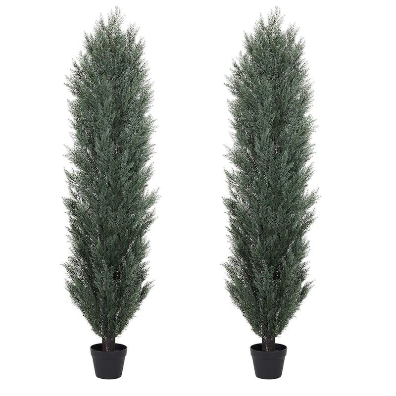 180cm Detachable Artificial Green Pine And Cypress Tall Simulation Plant For Indoor And Outdoor Decoration 2pcs/Set - Green