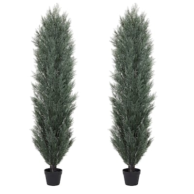 180cm Detachable Artificial Green Pine And Cypress Tall Simulation Plant For Indoor And Outdoor Decoration 2pcs/Set