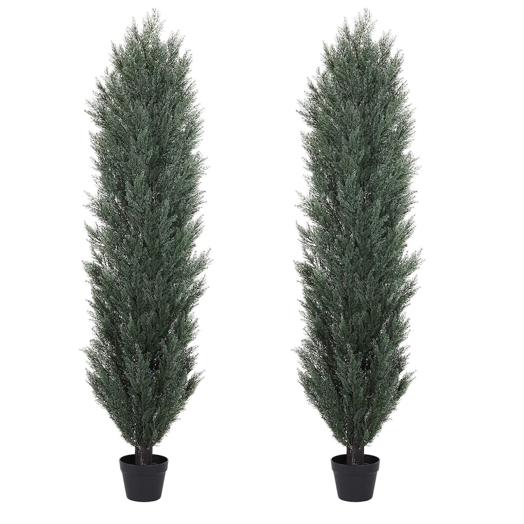 180cm Detachable Artificial Green Pine And Cypress Tall Simulation Plant For Indoor And Outdoor Decoration 2pcs/Set
