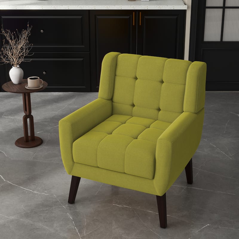 Tufted Upholstered Accent Armchair - Green-Linen