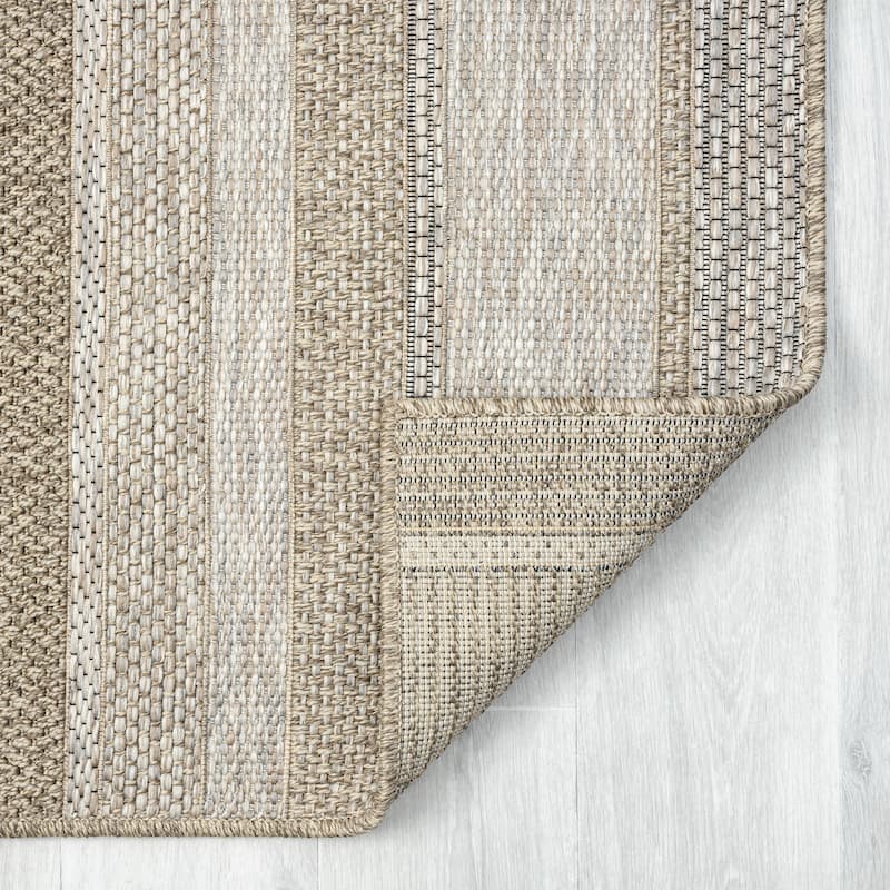 Sevita Octavia Transitional Striped Brown Indoor/Outdoor Area Rug