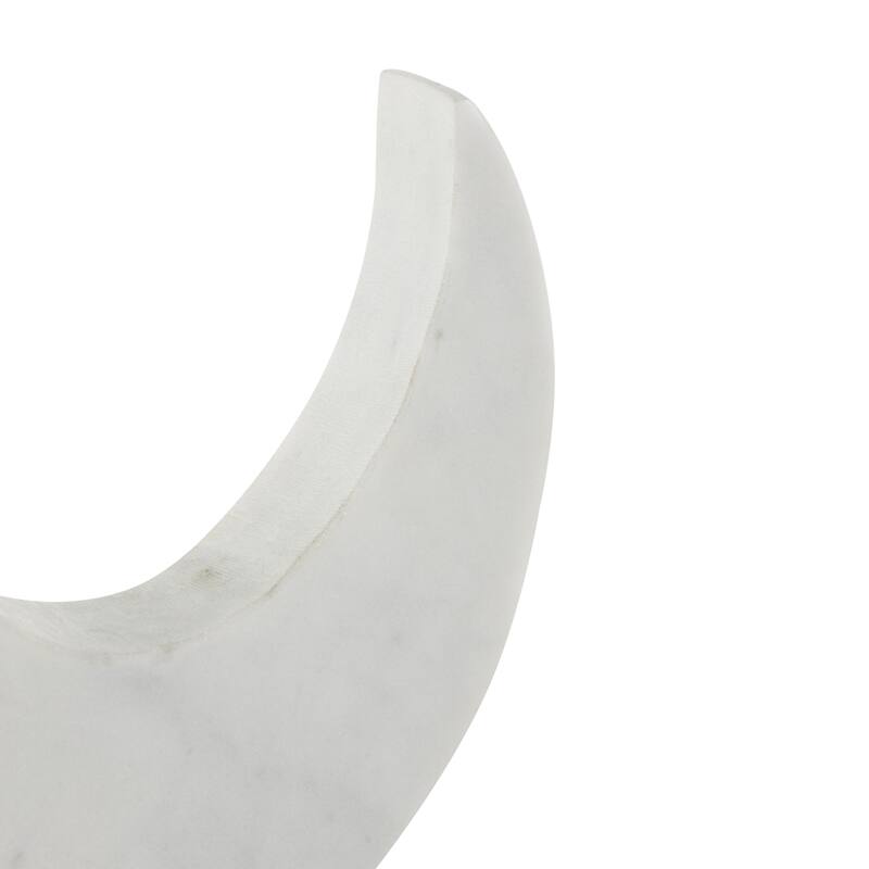 White Marble Curved Abstract Decorative Sculpture with Black Block Base