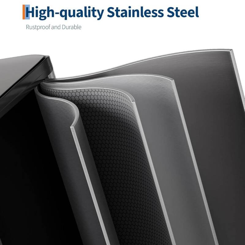 2 x 8 Gal Double Trash Can, Stainless Steel Dual Compartment Step-On Trash Can for Kitchen