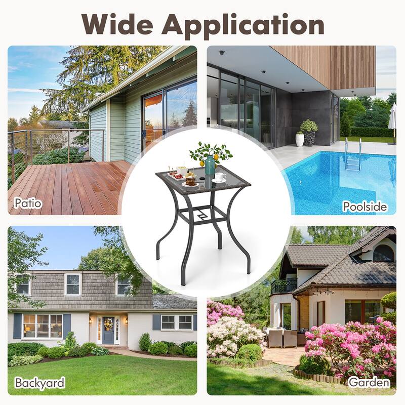 Gymax 28.5'' Square Bistro Bar Table w/ 2'' Umbrella Hole Silkscreen