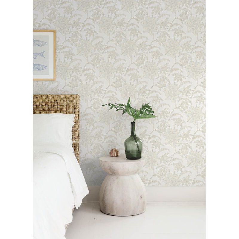 A-Street Prints Star Flower Beige Floral Trail Wallpaper